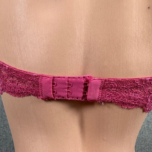 Vintage 34B Victoria's Secret Angels Bra Pink Lace Underwire Lined Demi Floral - Picture 6 of 10